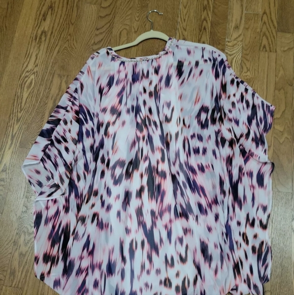 JENNIFER LOPEZ Chiffon Geometric Print Butterfly Mini Dress V-Neck Women Size S - Picture 4 of 5